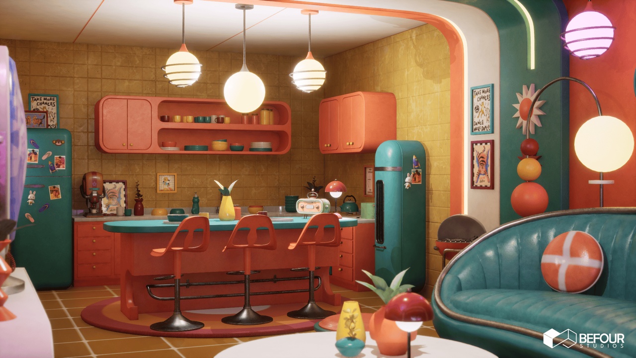 Retro Pop Art Living Space Environment