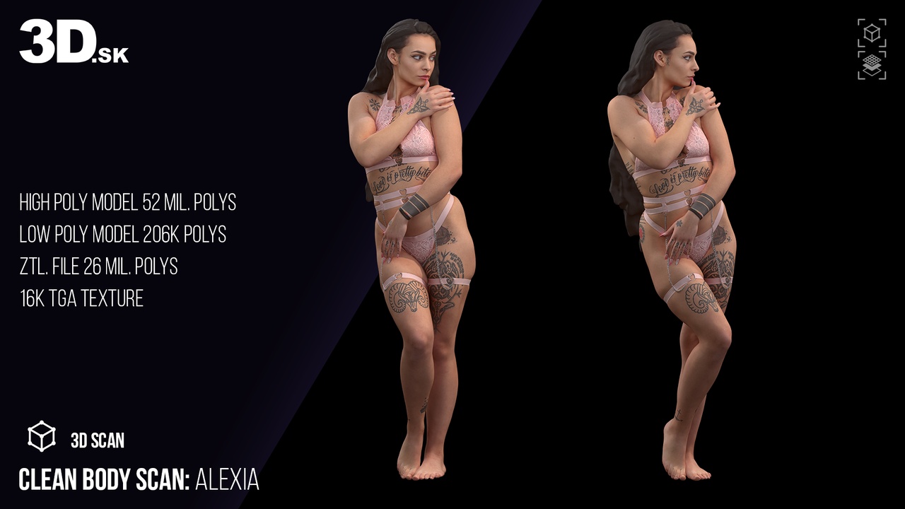 Media 1 for listing Female 3D Character Alexia - Clean Body Scan Underwear