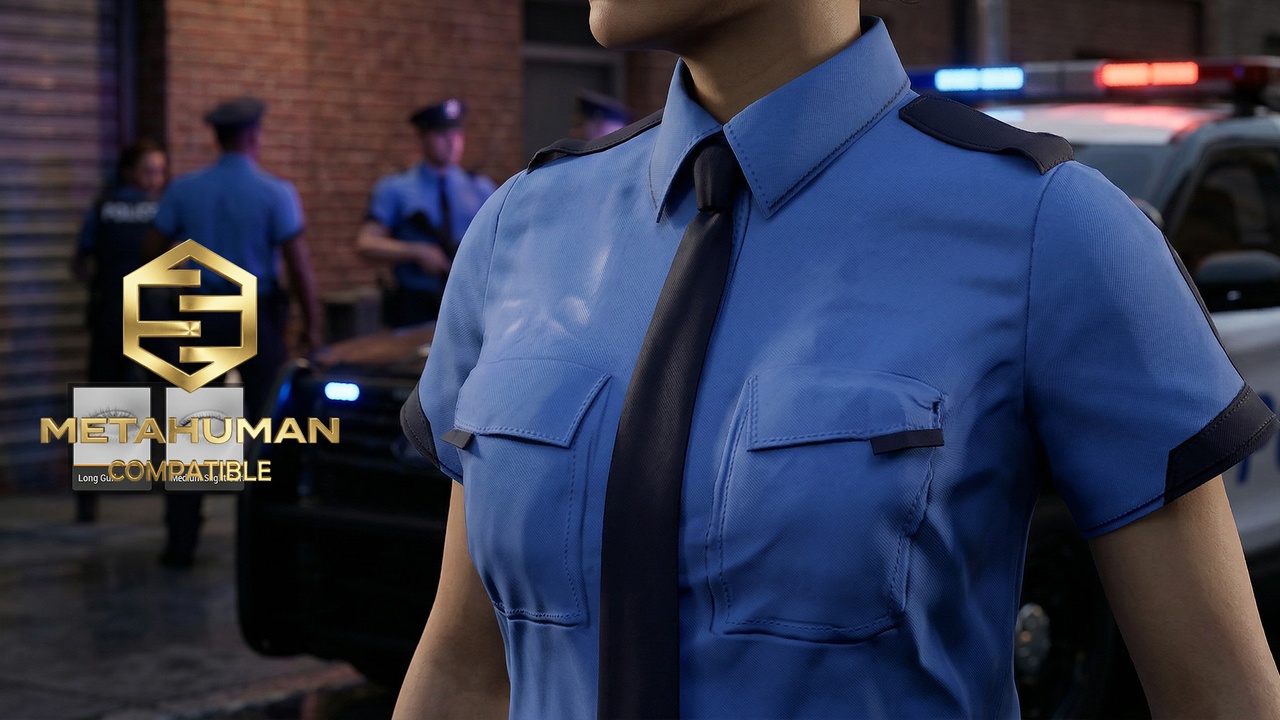 Media 1 for listing Men’s Police Uniform Shirt with Tie and Pockets for Duty Wear