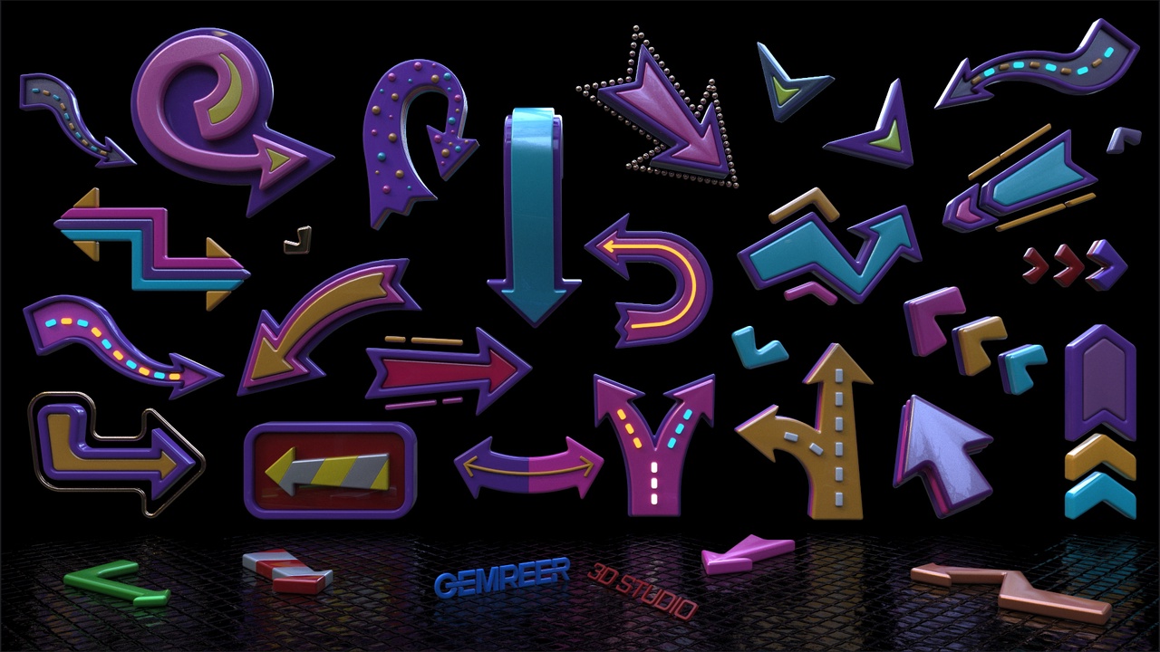 Media 1 for listing Crazy Arrows 3D Infographic Pack (20 Piece Set)