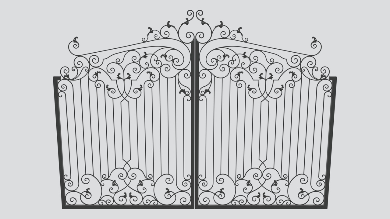 Media 1 for listing Ornate European Wrought Iron Double Gate 3D Model