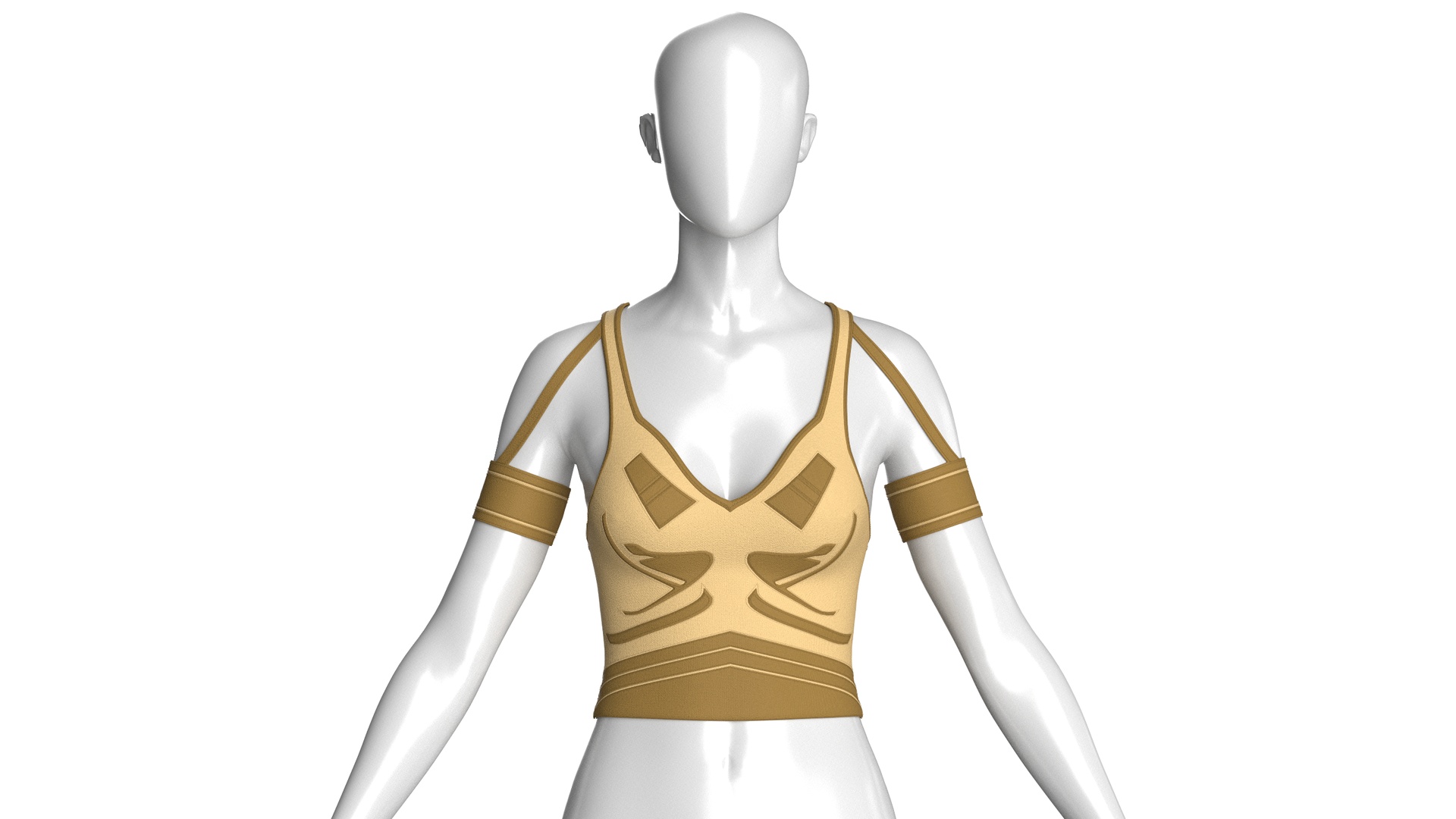 Media 1 for listing Girls V-Neck Crop Top With Arm Cuffs | High Poly
