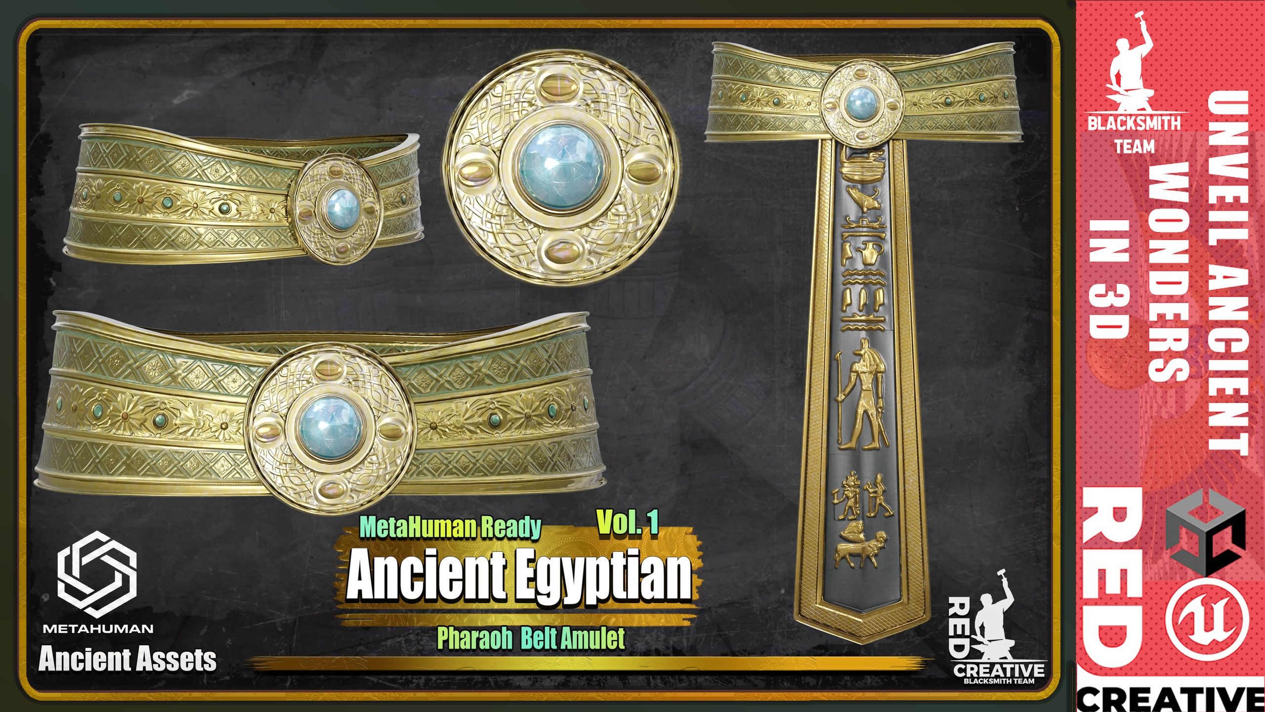 Media 1 for listing Ancient Egyptian Pharaoh Belt Amulet - MetaHuman Ready (Vol. 1)