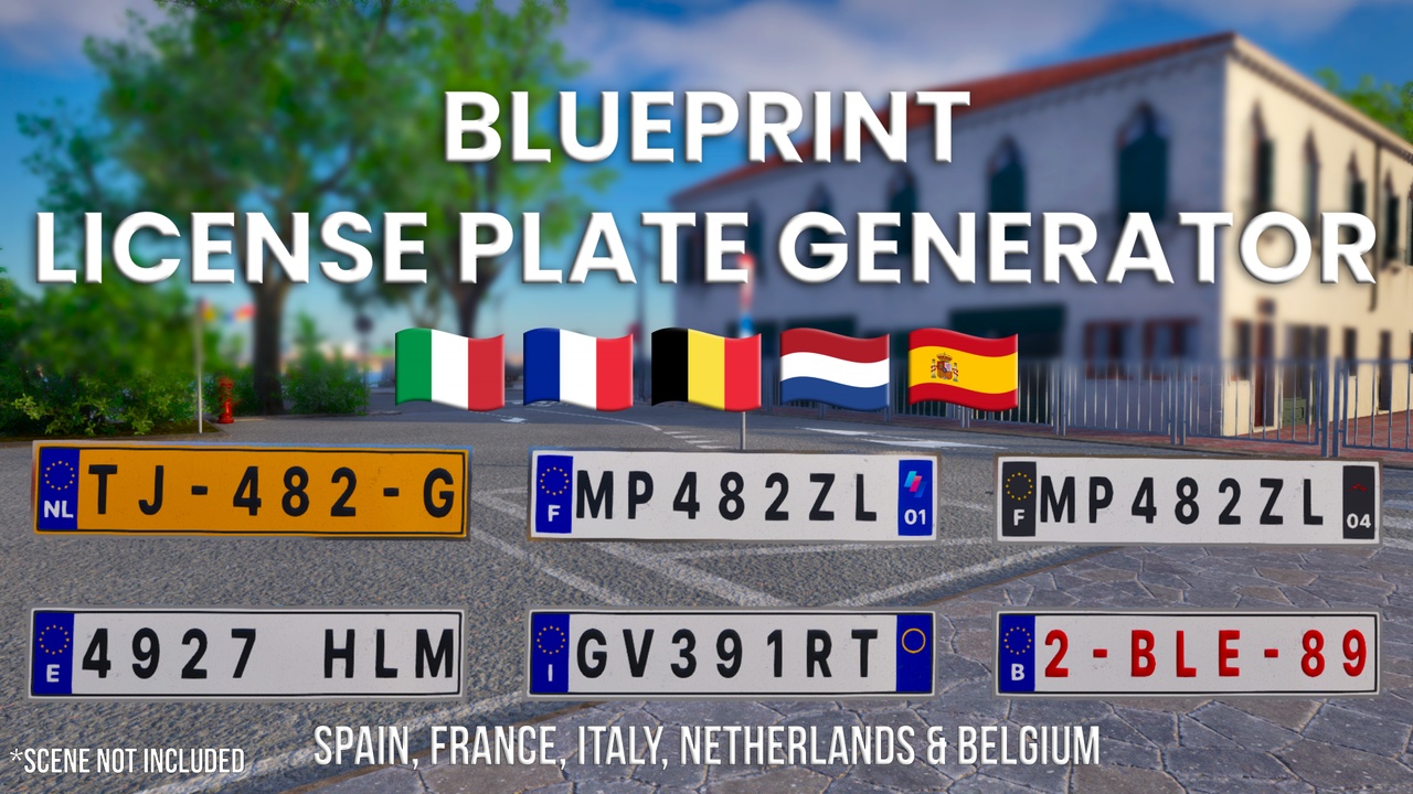 Media 1 for listing European License Plate Generator - Spain, France, Italy, Netherlands & Belgium