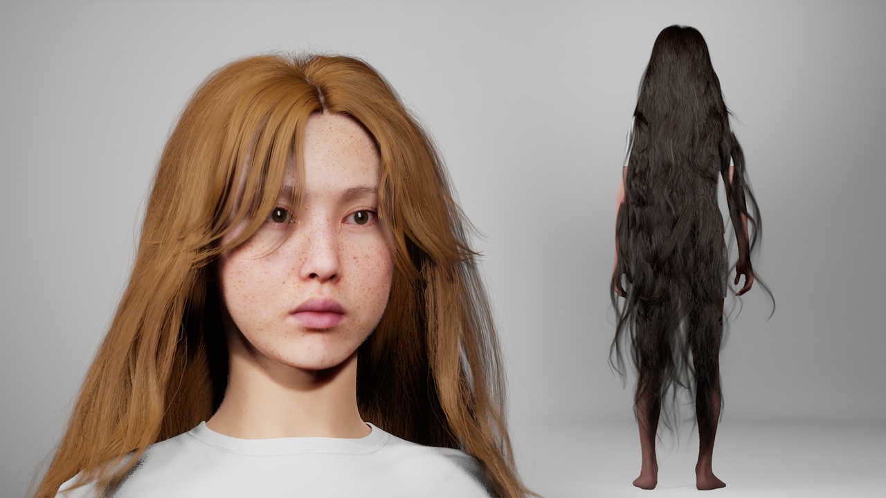 Media 1 for listing MetaHair 62- Groom hair for Metahuman - With low lowpoly version in additional