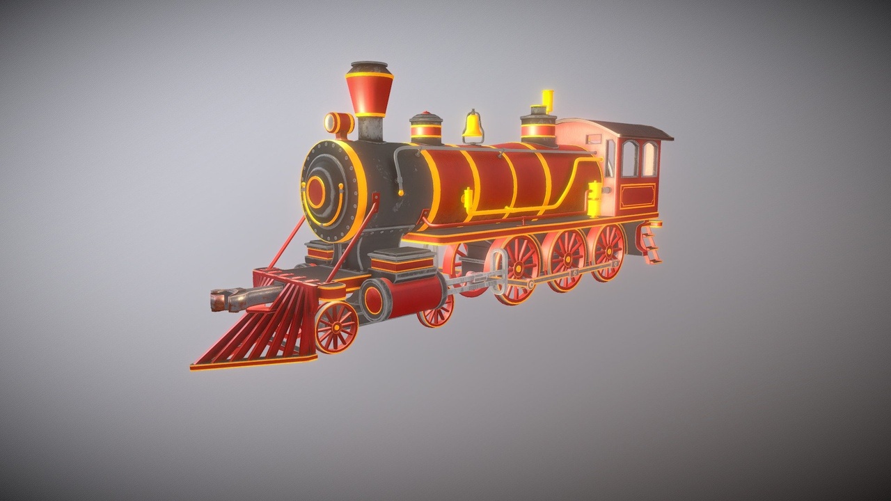 Media 1 for listing Steam Locomotive 3D Model | Old Train Engine