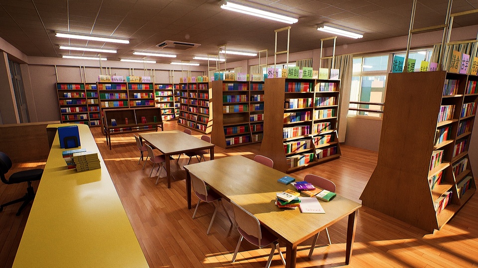 Japanese School Library Scene Props Fab