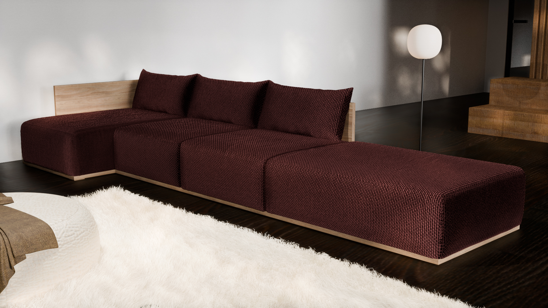 Burgundy corner sofa | Fab