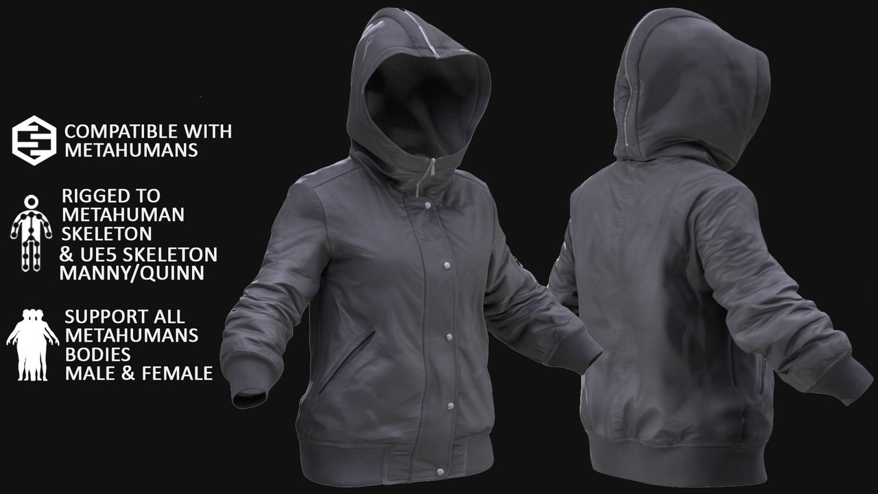 Media 1 for listing Jacket 133 - All MH Bodies & UE5 Skeletons - Rigged