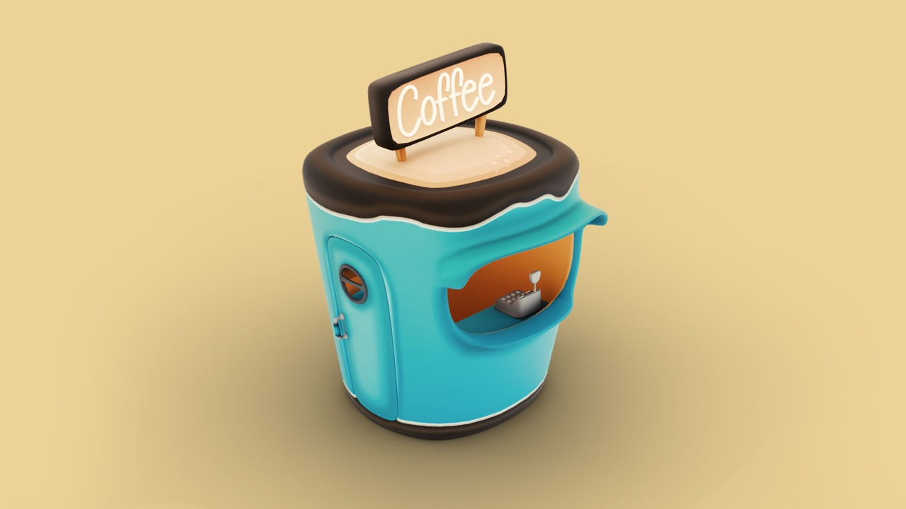 File multimediali per l'articolo Coffee Shop Market Stall Kiosk: 1