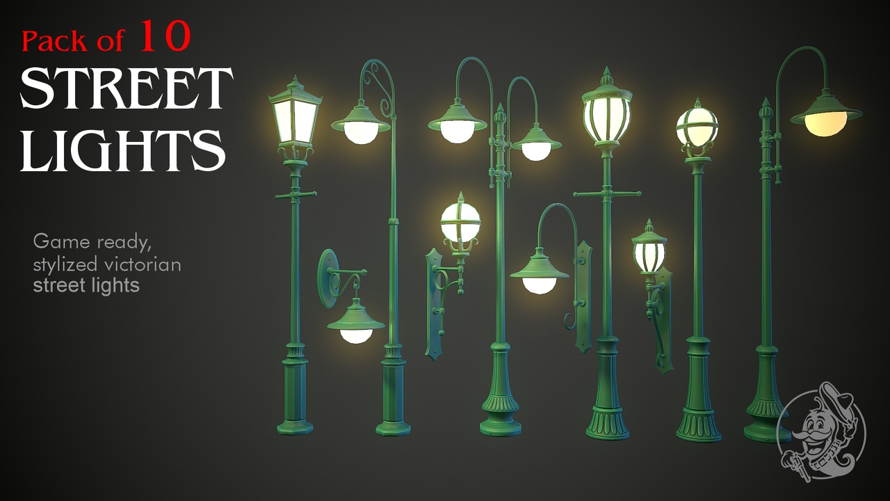 Media 1 for listing Stylized Victorian Street Lights Pack