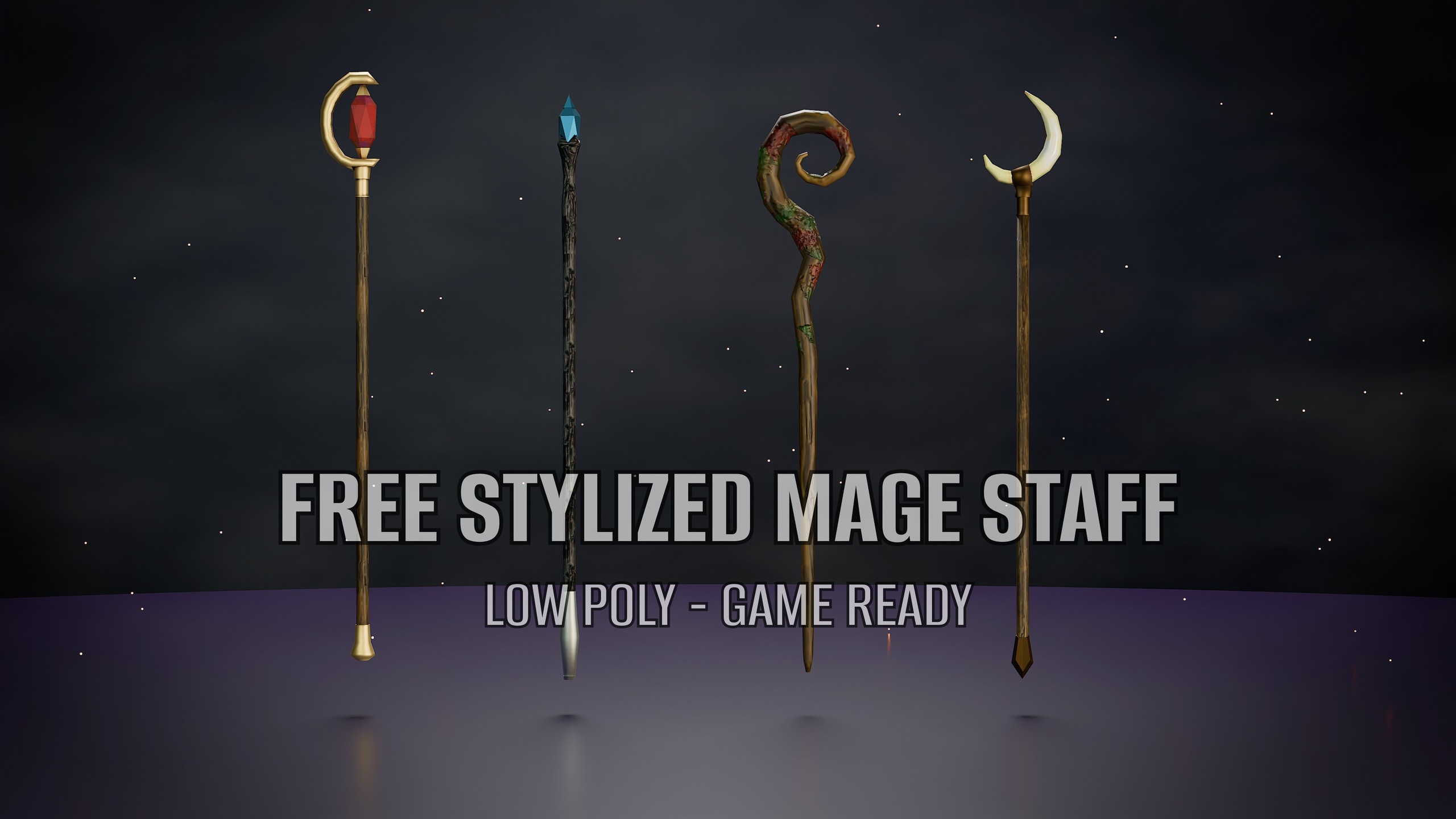 Media 1 for listing Stylized Magic Staffs (FREE) - RPG | Fantasy Game Assets