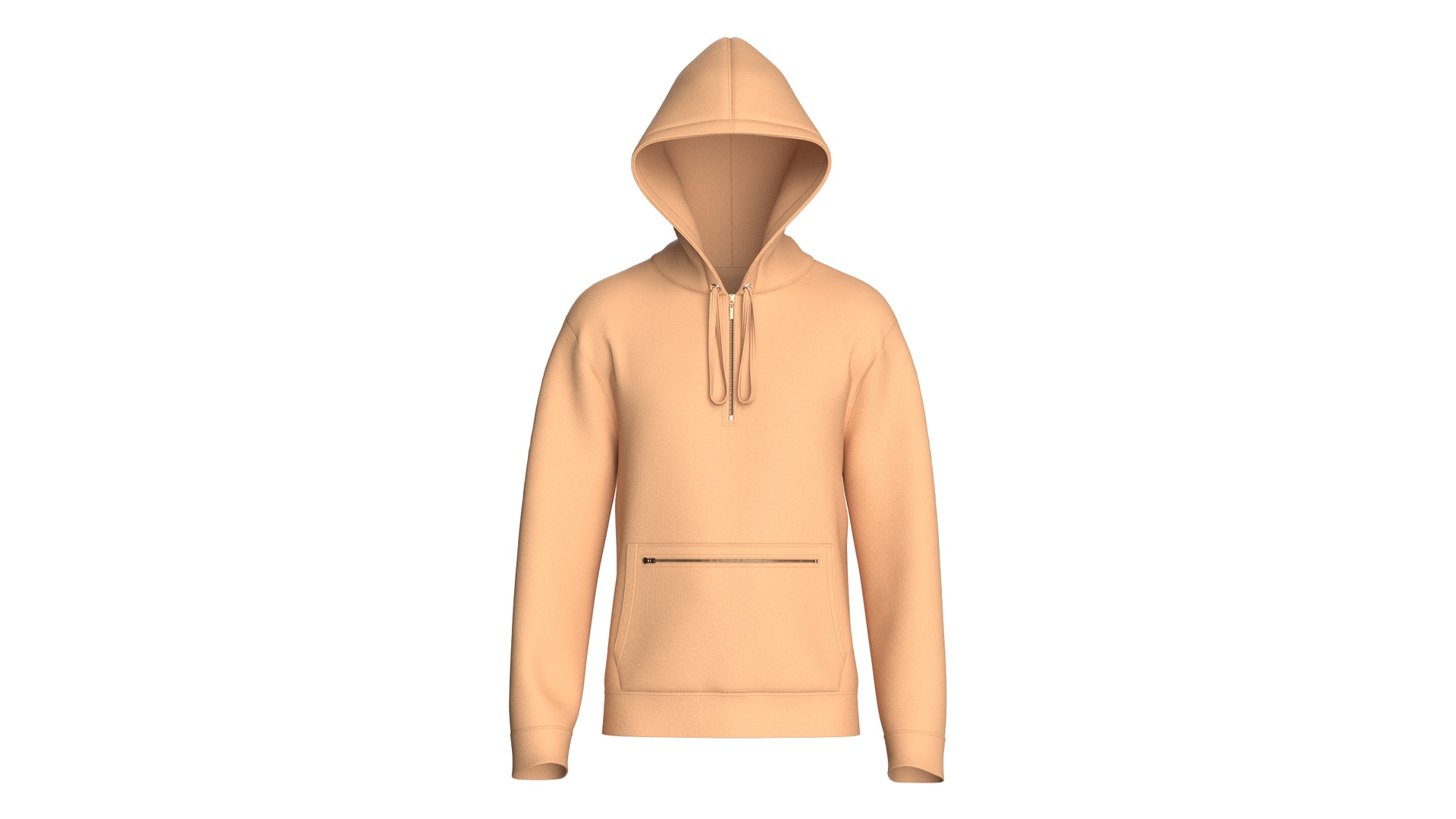 Media 1 for listing Men Half - Zip Hoodie With Zip Kangaroo Pocket | High Poly