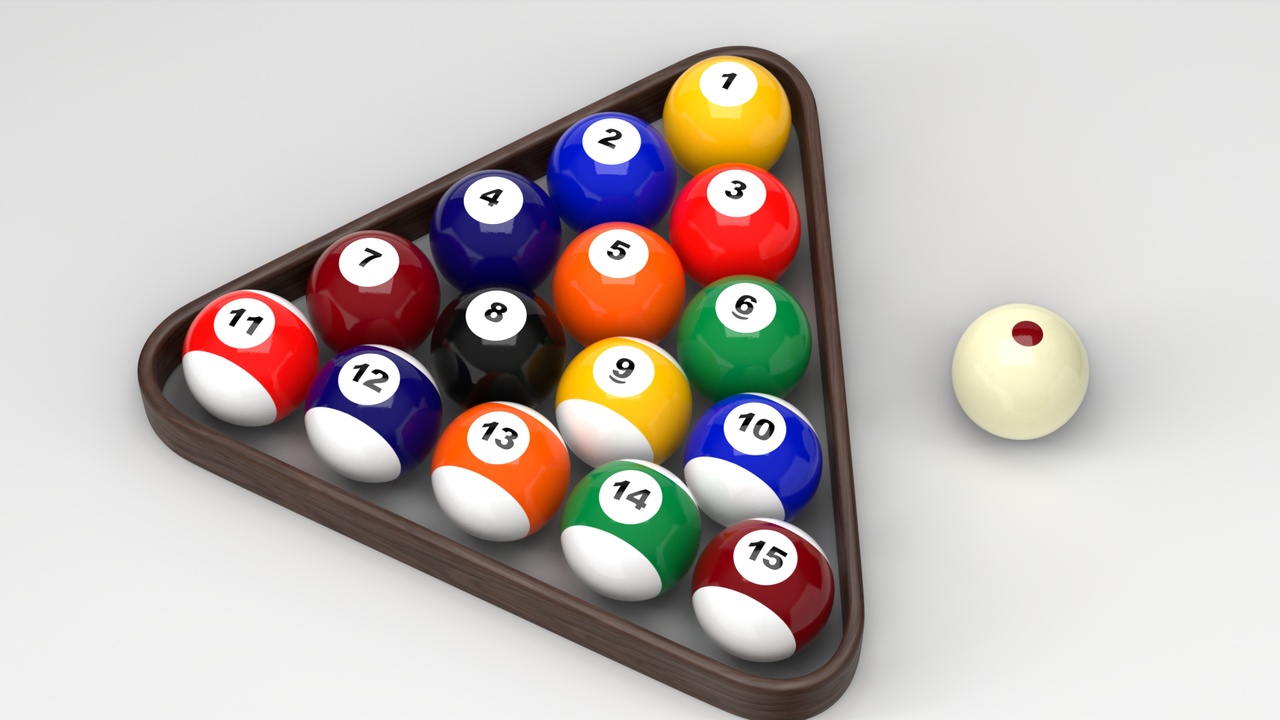 Media 1 for listing Billiard Balls Set Perfectly Smooth Quad Mesh no N-gons