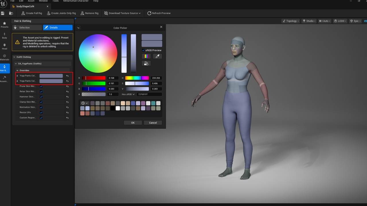 Media 1 for listing Yoga Pants - Metahuman Yoga Leggings Clothes - Parametric Outfit PBR
