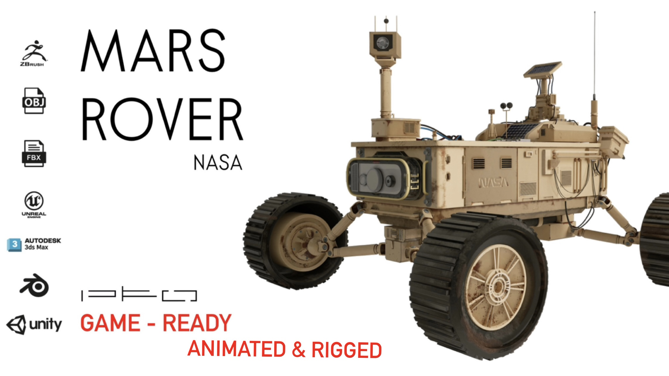 Mars Rover – Rigged & Animated Game-Ready Space Exploration Vehicle | Fab