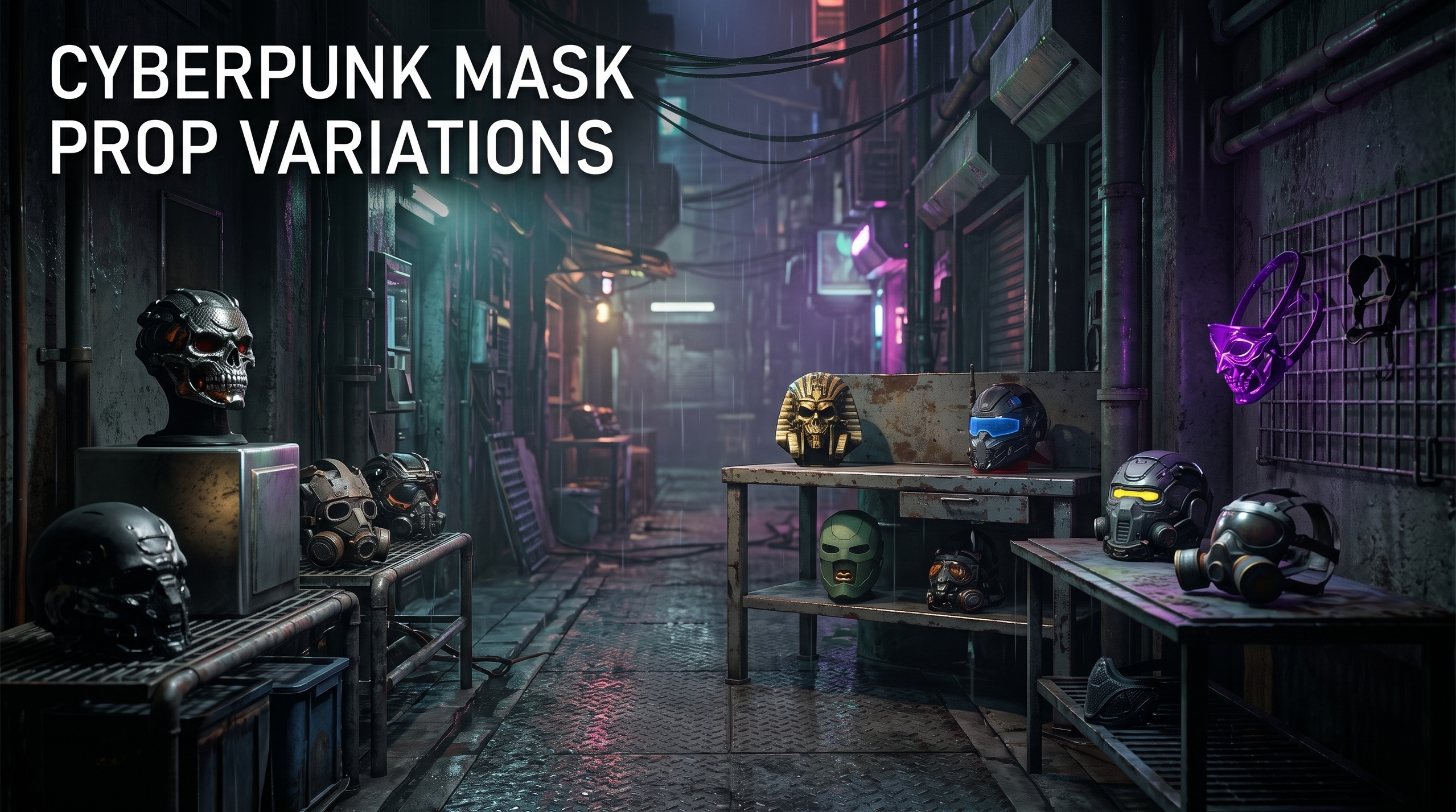 Media 1 for listing Cyberpunk Mask Prop Variations 3D Asset Pack