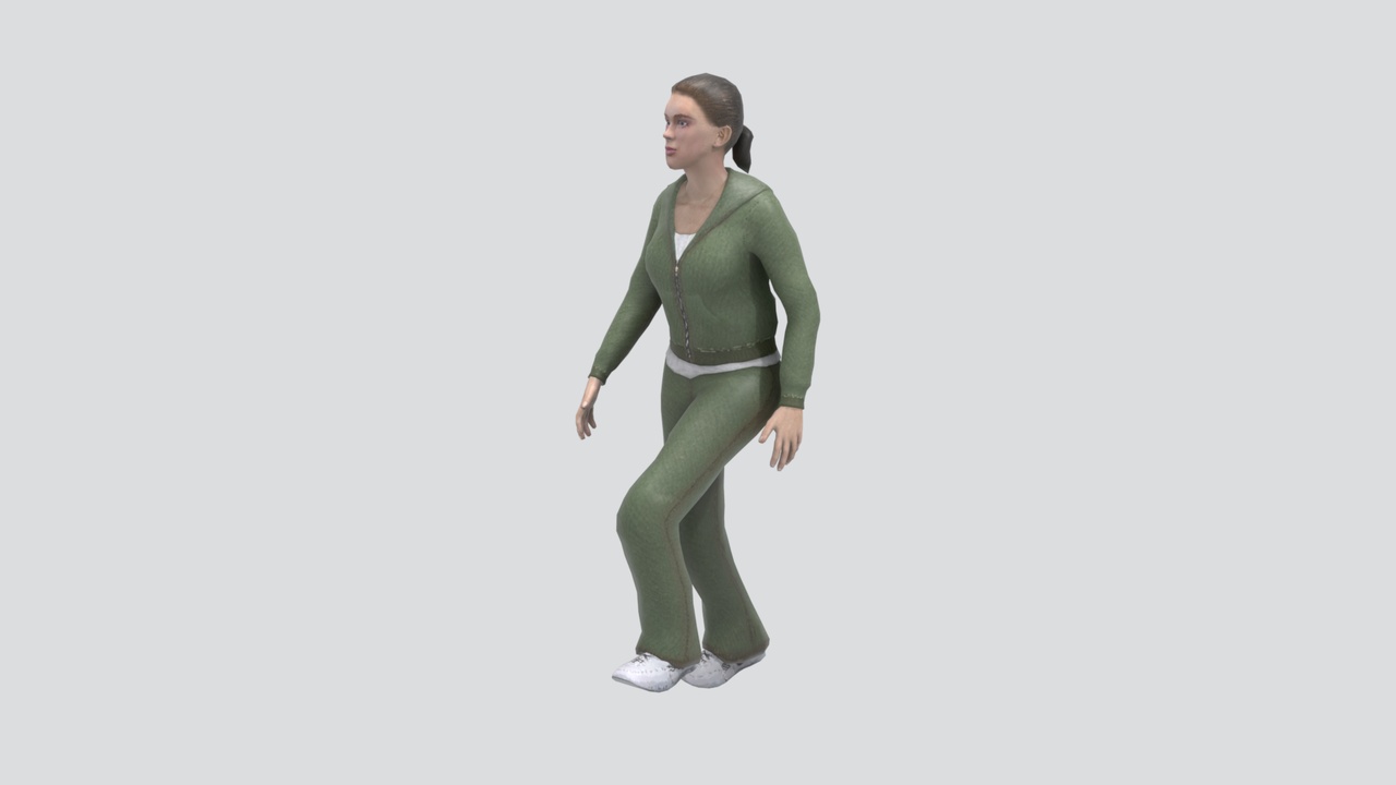 Media 1 for listing Active Woman in Green Top and Trousers 3D Model