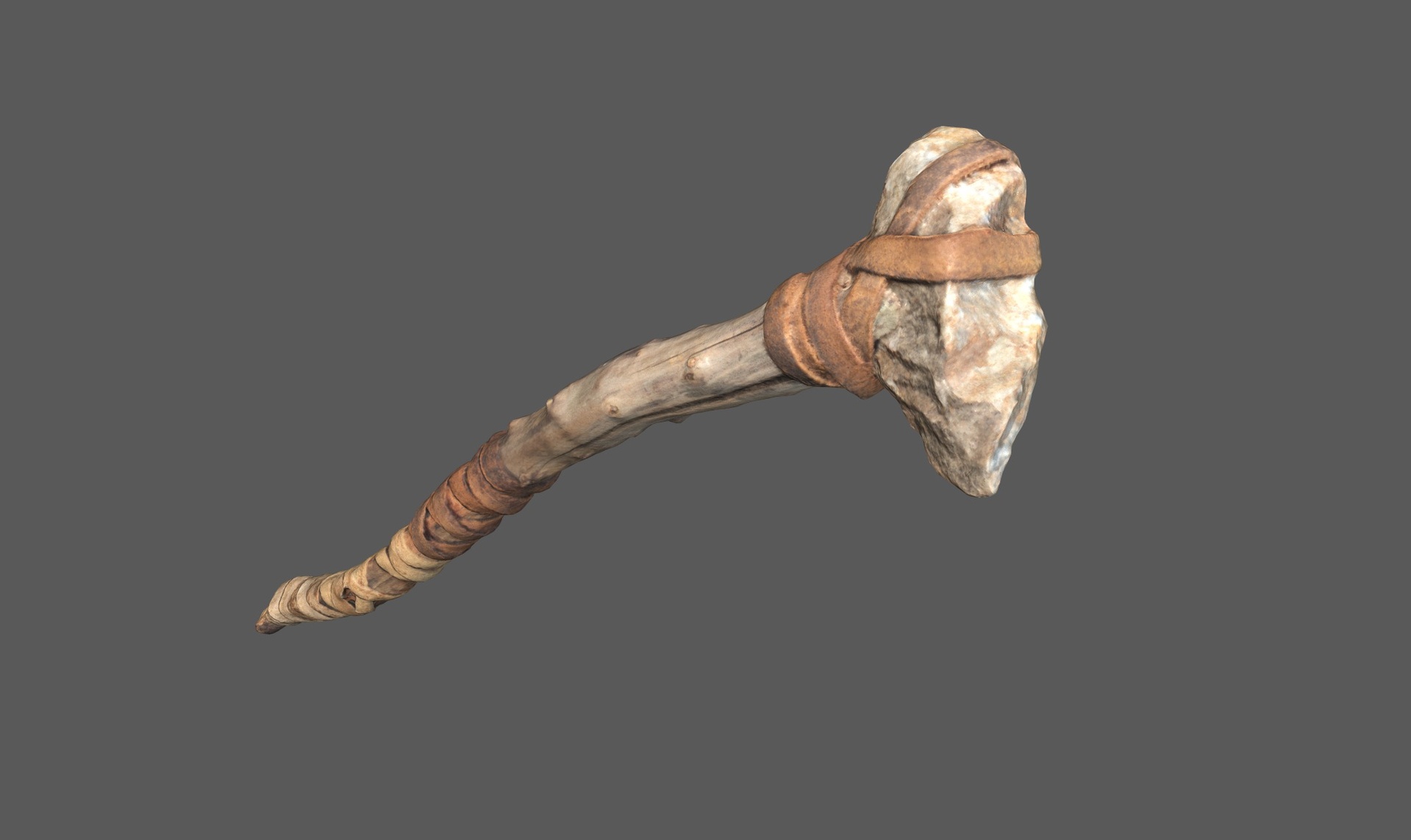 Media 1 for listing prehistoric wooden club featuring a stone 2