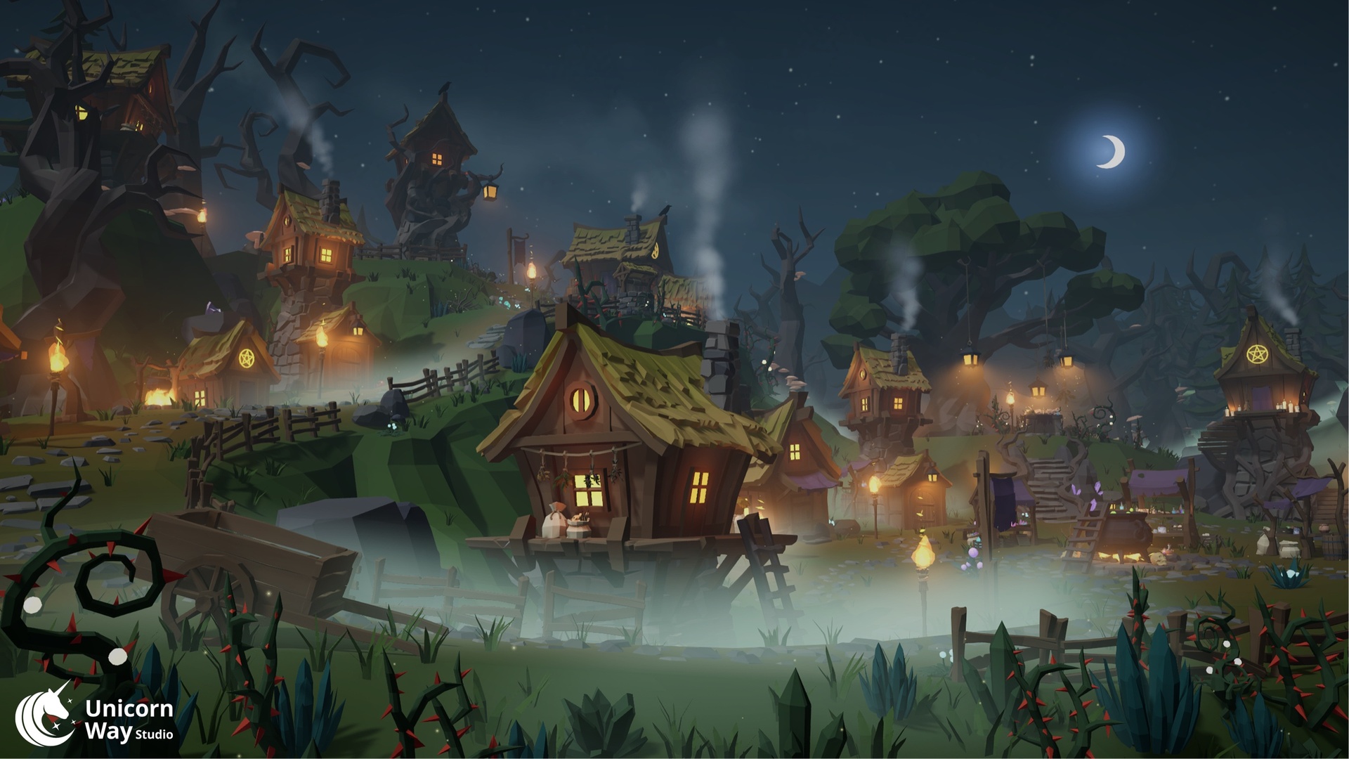 Media 1 for listing Fantasy Witch Village - Low Poly Stylized Pack