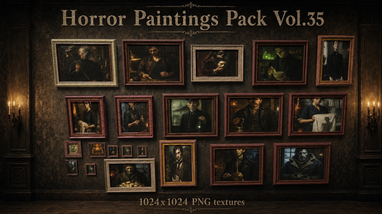 Media 1 for listing Horror Faces Paintings Pack Vol.35
