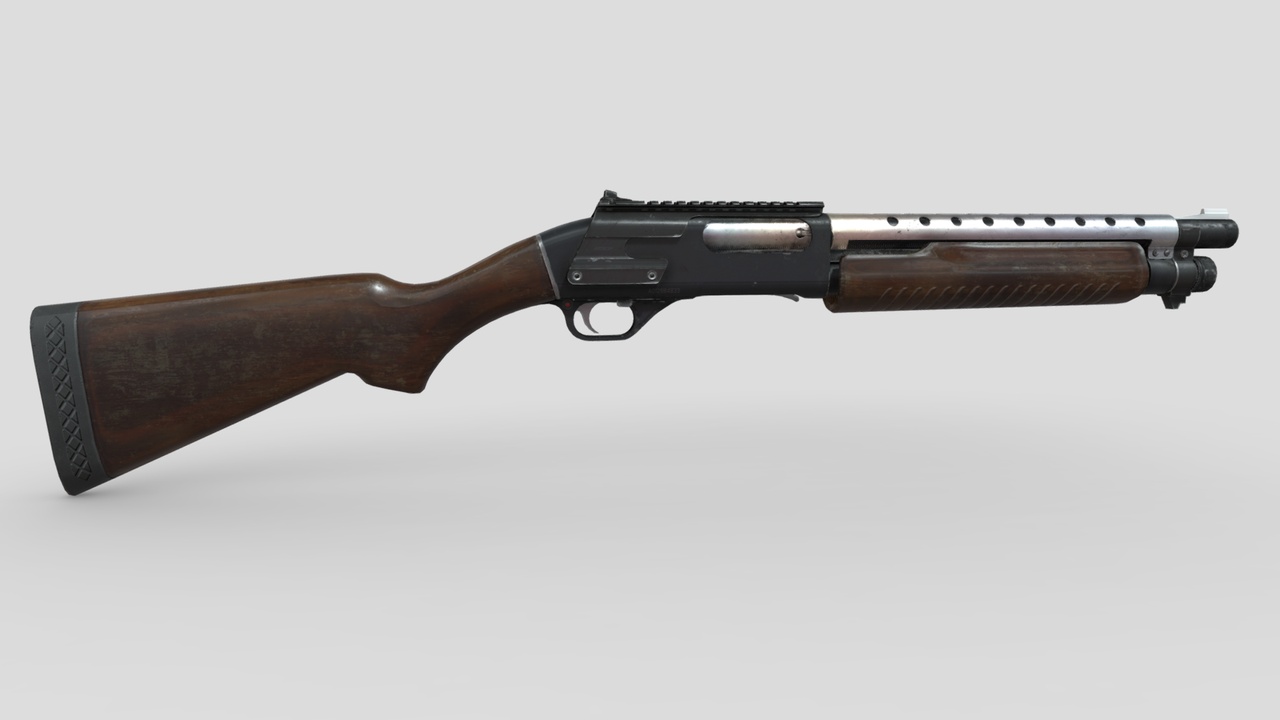 Media 1 for listing Shotgun - Pump Action - Wooden Stock - Short - High Poly