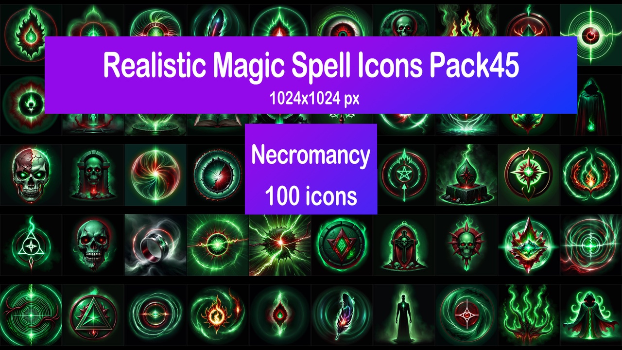 Media 1 for listing Realistic Magic Spell Icons Pack45 - Necromancy