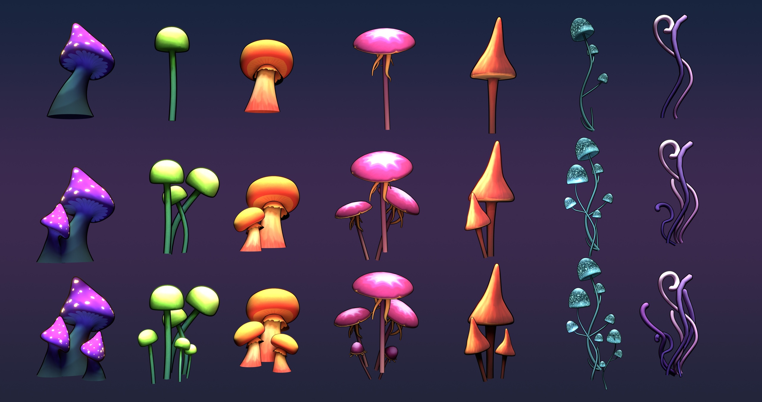 Media 1 for listing Stylized Mushrooms