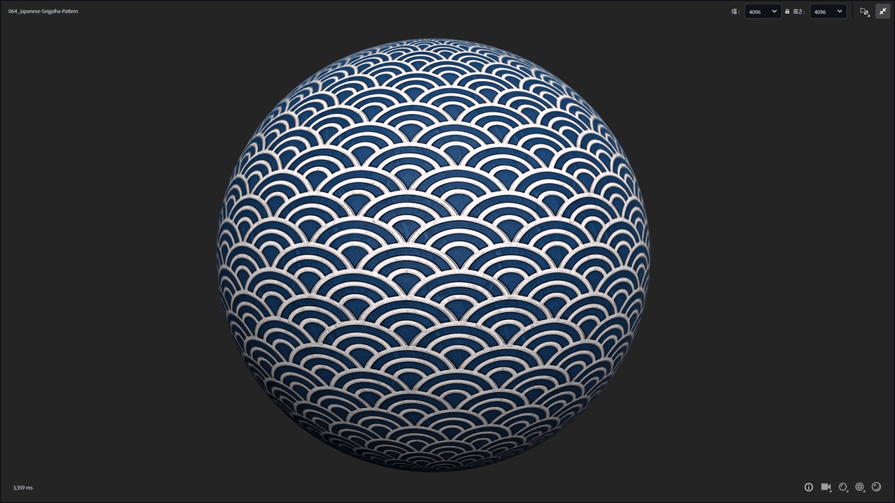 出品064_Japanese-Seigaiha-Pattern【sbsar & GLB & SeamlessTexture_Material】のメディア1