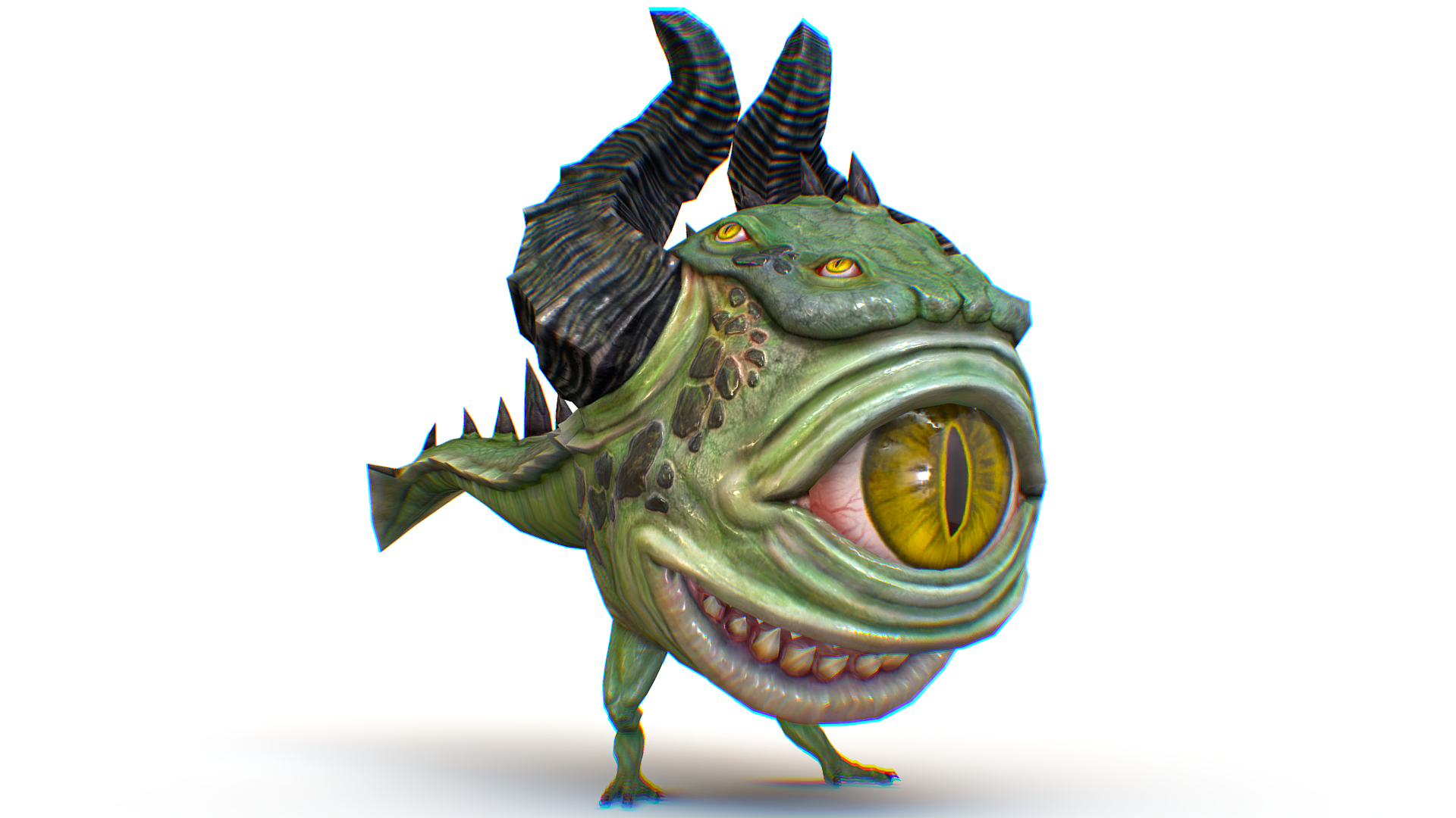 Watcher Monster Lizard One Big Eye Creature Character Mutant Horns Claw ...