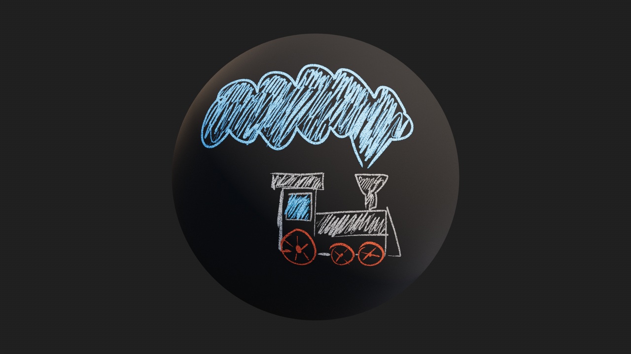 Media 1 for listing Train Chalk Drawing