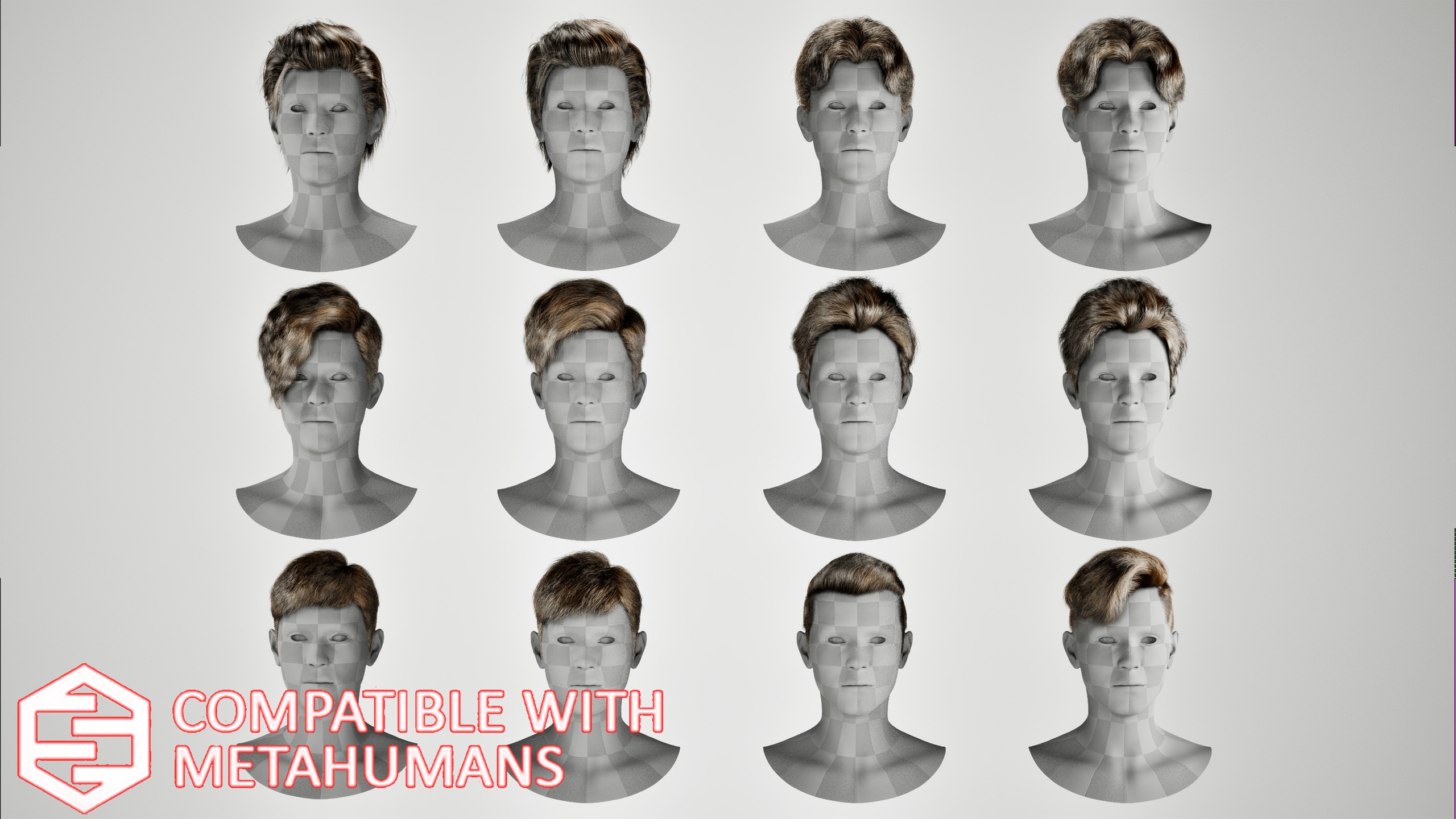 6+6 Short Groom Hair Bundle for metahuman 25.08 제품 등록을 위한 미디어 1개