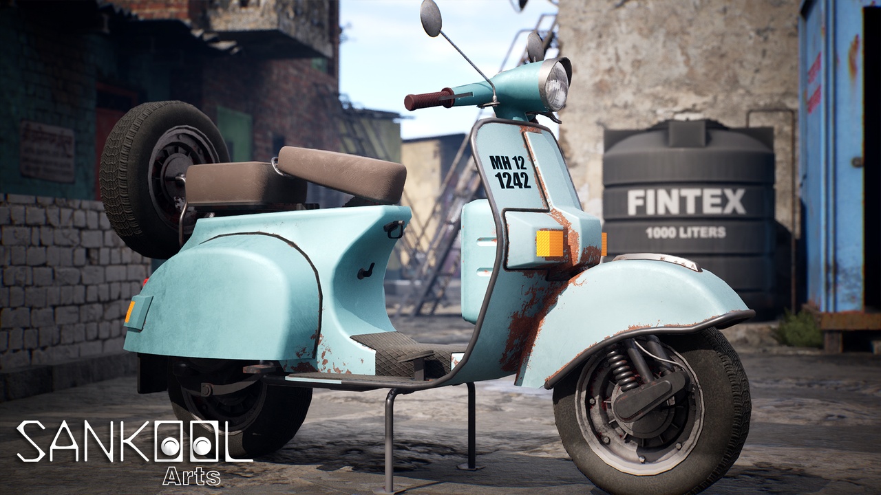 Media 1 for listing Retro Indian Scooter - Gameready Model (For Unreal Engine Only)