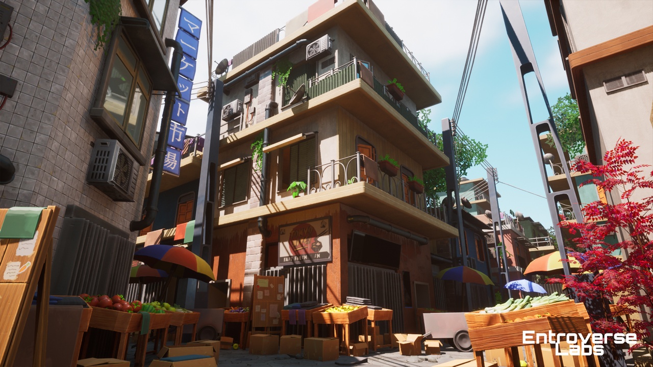 Stylized Japanese Street - Modular Asian Alley Market Pack