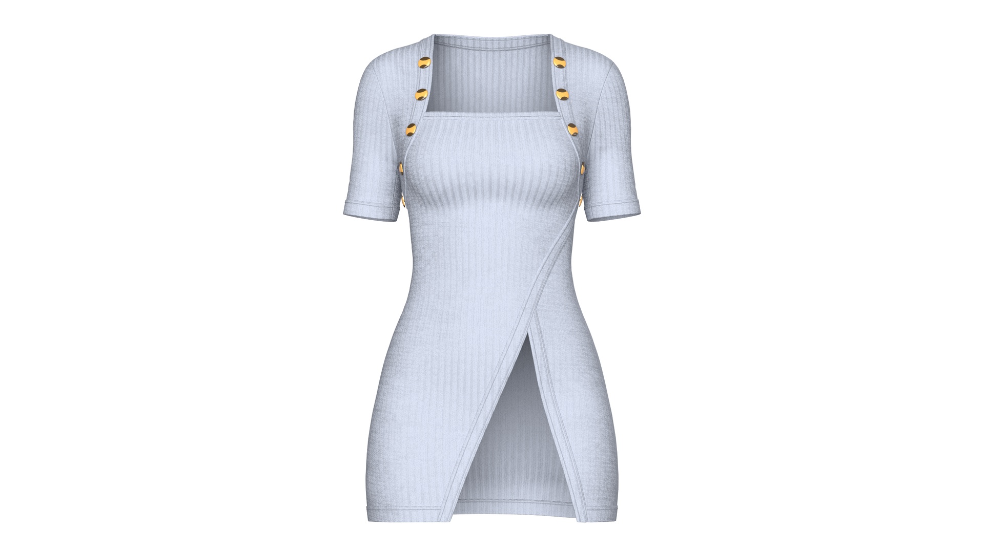 Media 1 for listing Girls Square - Neck Ribbed Mini Dress | High Poly