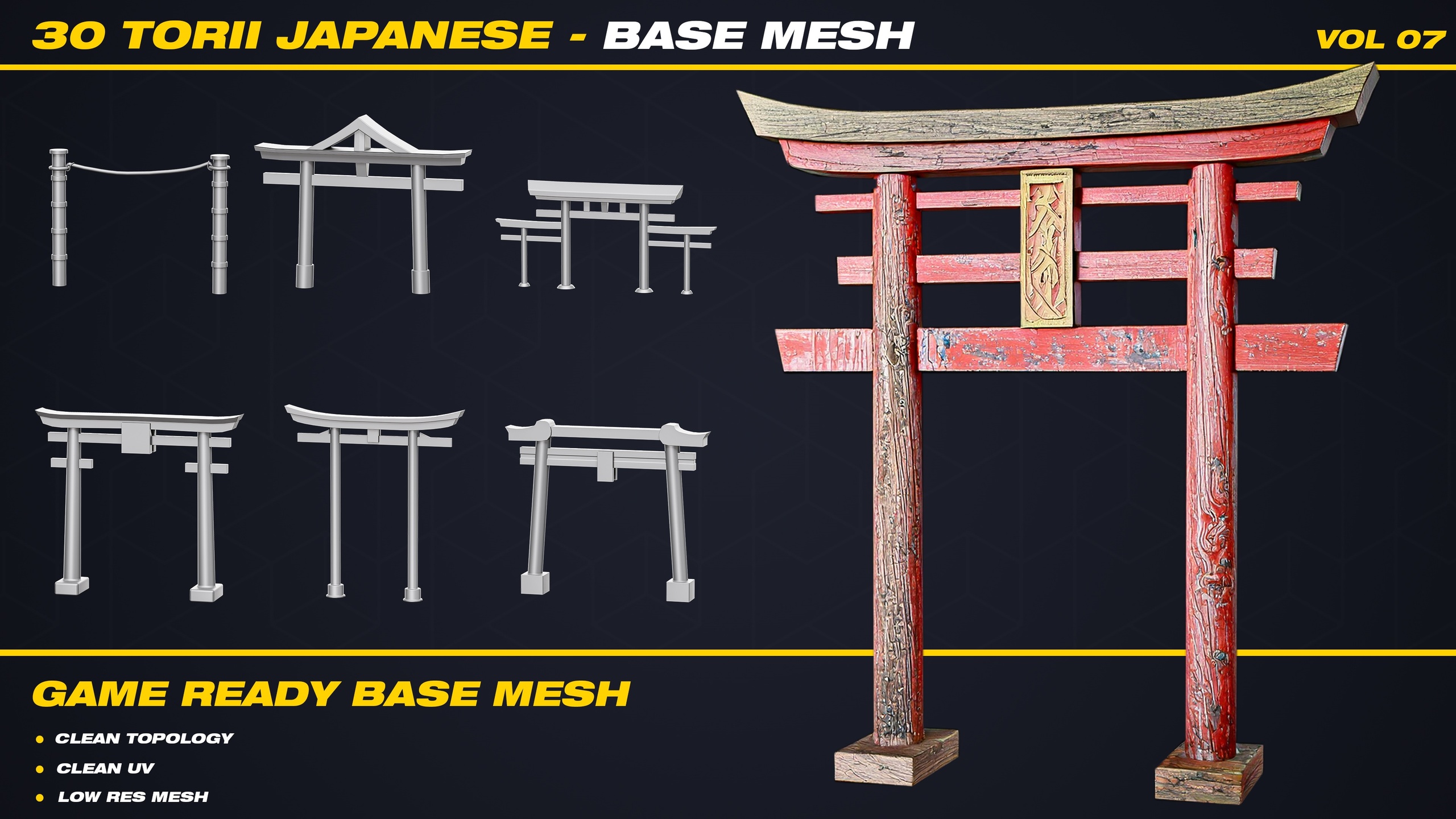 Media 1 for listing 30 Torii Japanese Base Mesh - VOL 07 ( Game Ready )
