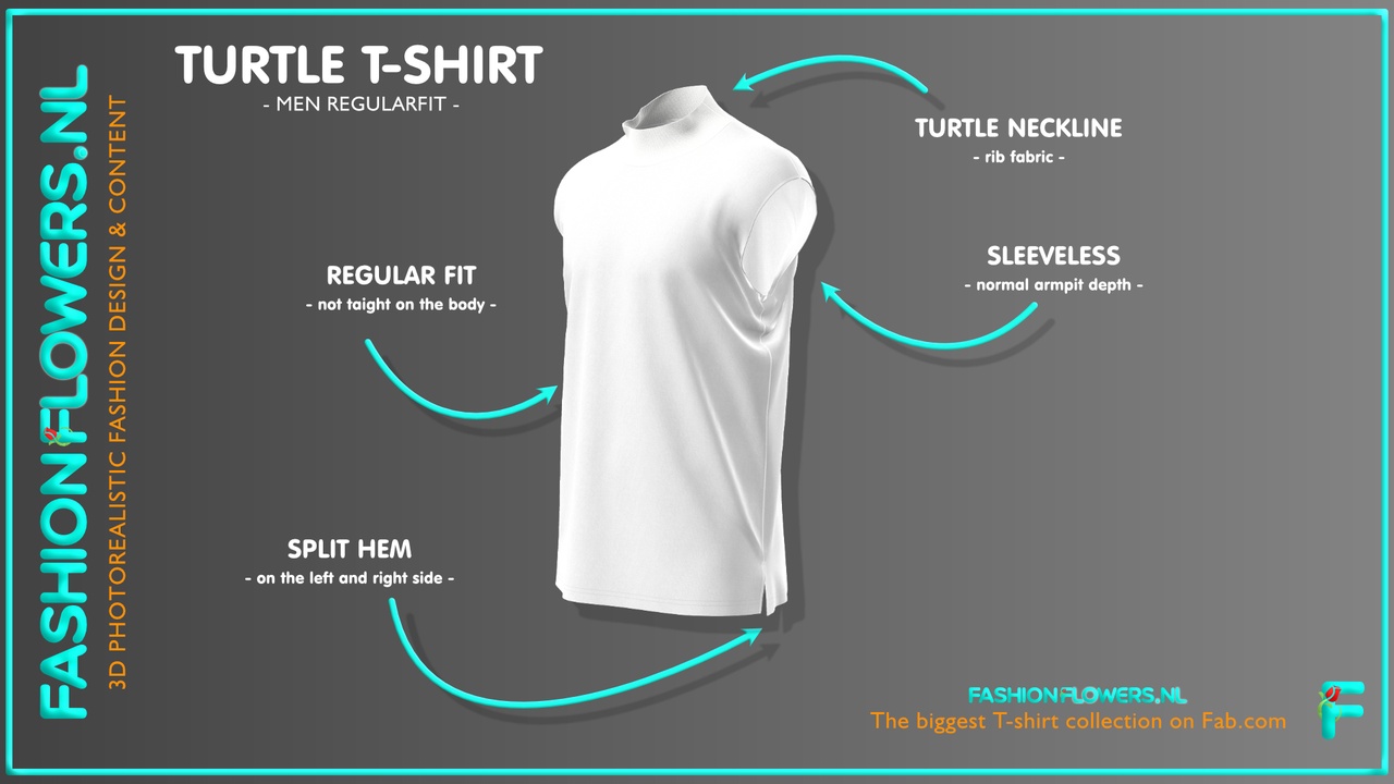 Media 1 for listing White Colour Sleeveless Half Turtleneck T-shirt | Sideseam Splits | Split Tshirt
