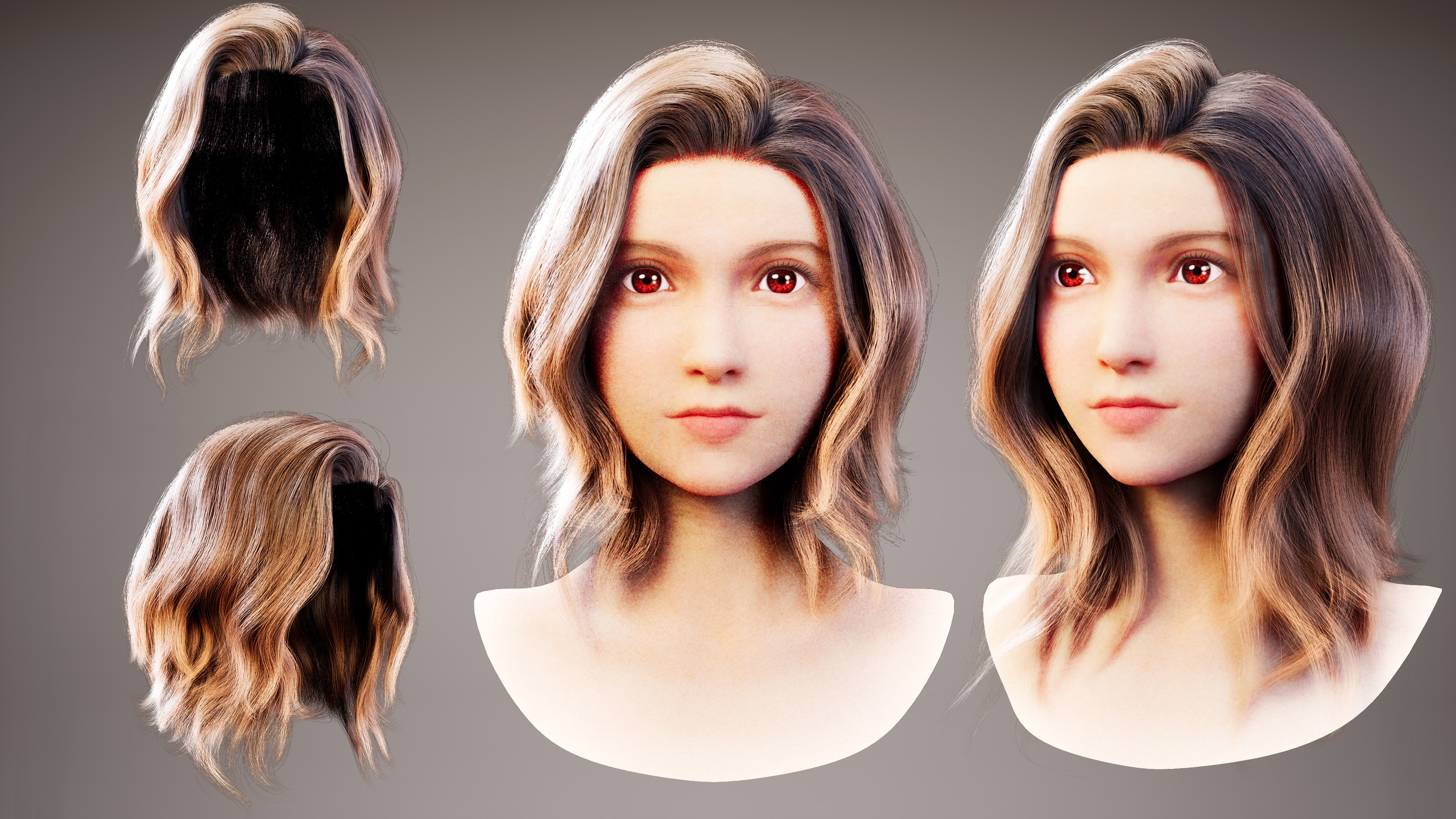 商品 Real-time Two Styles Korean Collarbone Waves Hair For Metahuman 的媒体 1