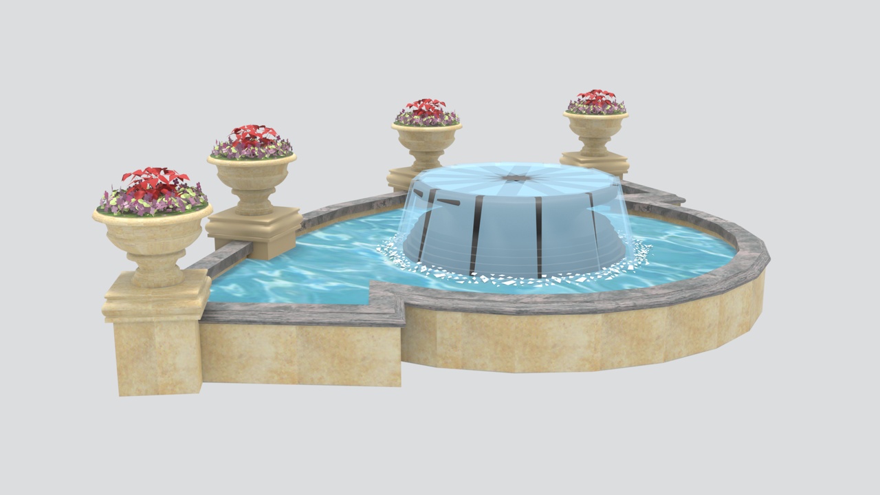 Media 1 for listing Circular Flower Pot Garden Water Fountain 3D Model