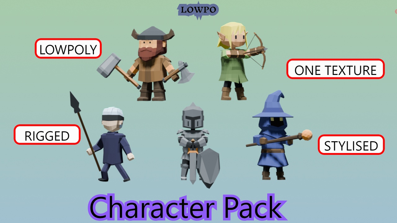 Media 1 for listing LOWPO: Fantasy Heroes – Low Poly 3D RPG Characters