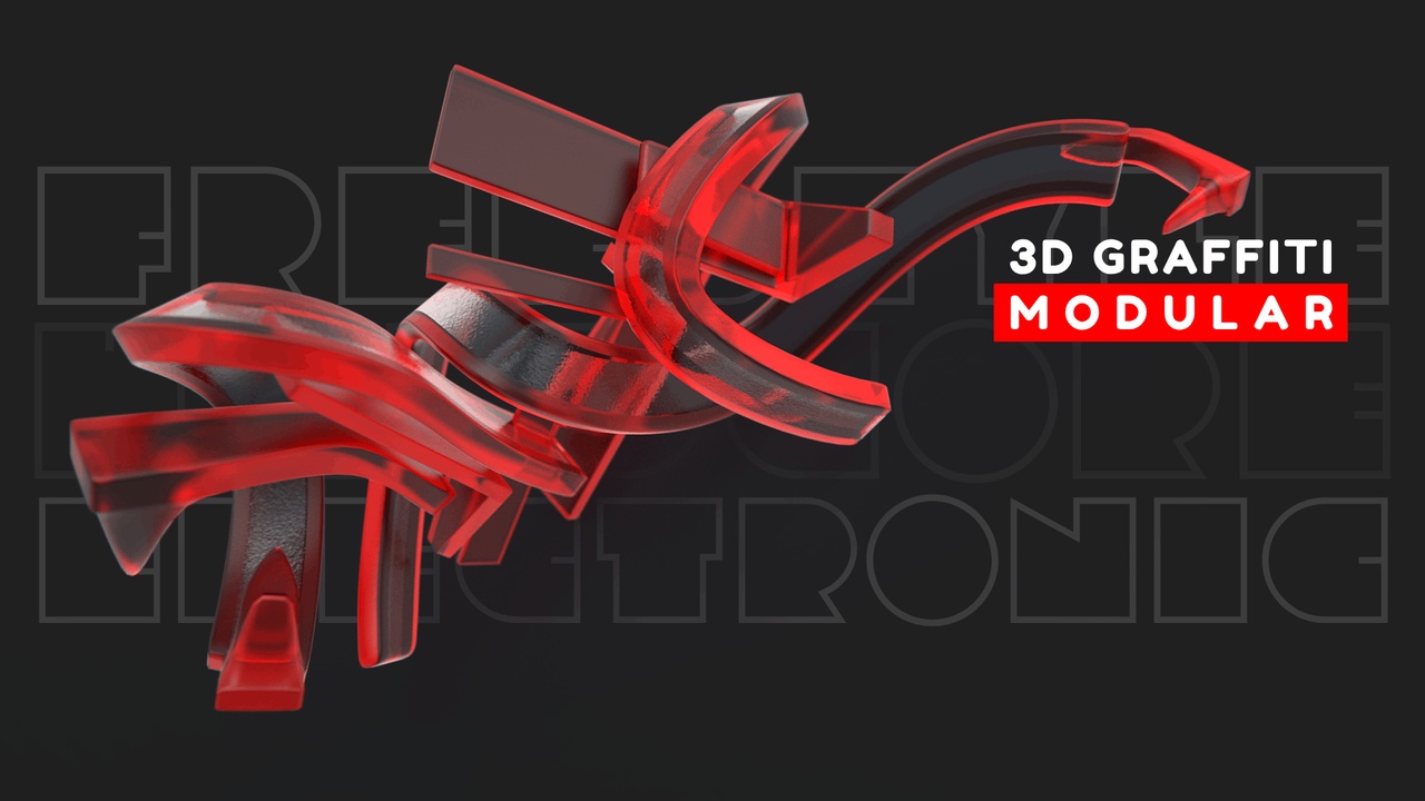 Media 1 for listing Graffiti Modular 3D | Art Abstract Element | Digital Street Art
