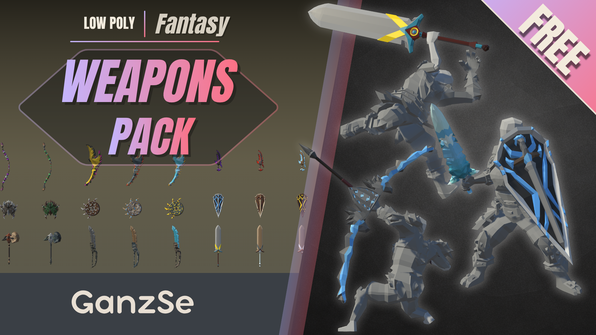 GanzSe FREE Weapons - Fantasy Low Poly Pack | Fab