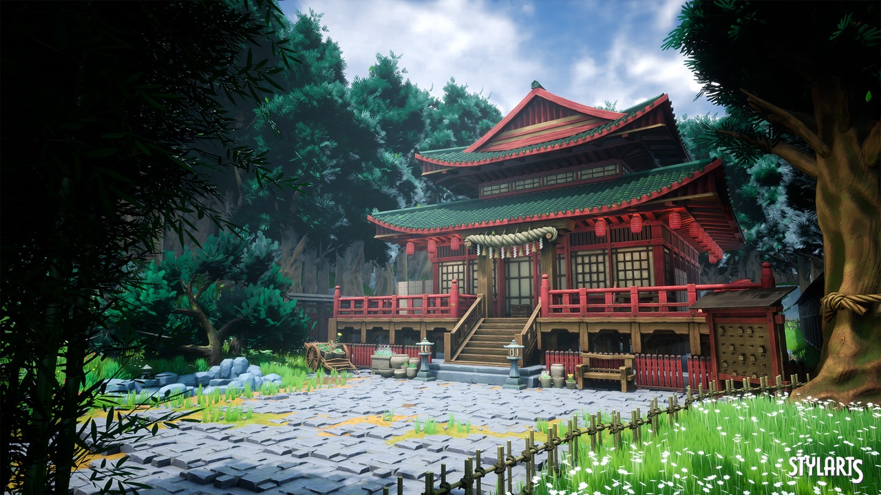 Media 1 for listing Stylized Japanese Shrine ( Stylized Stylised Japan Japanese Shrine Japan Japan )