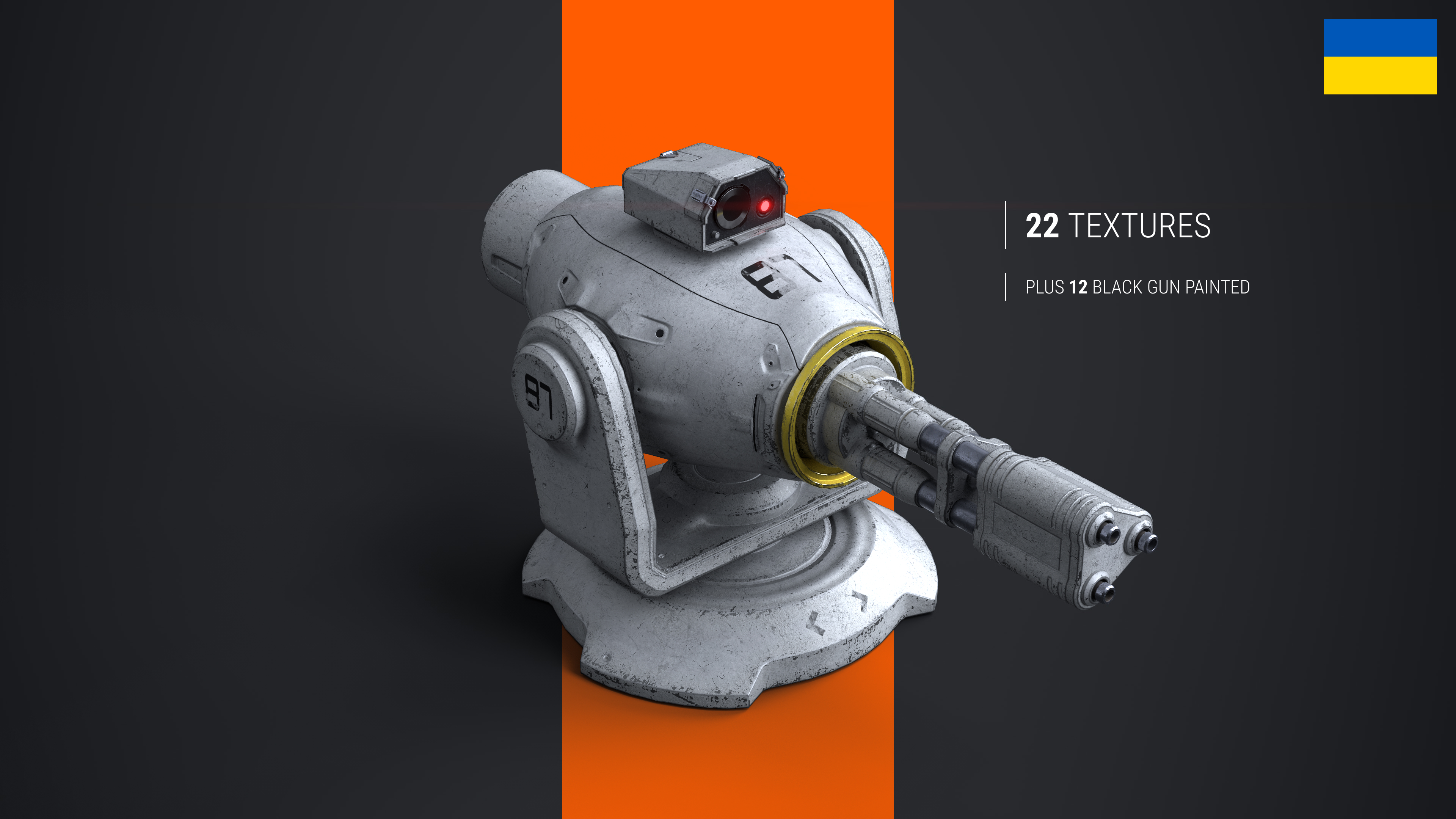 Minigun Turret, Textures 22 + 12 black gun, with decals. And 22 + 12 ...