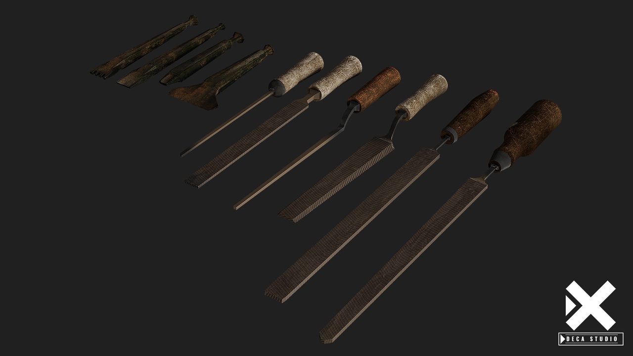 Media 1 for listing Medieval Blacksmith Files and Chisels Kit - Tools Pack