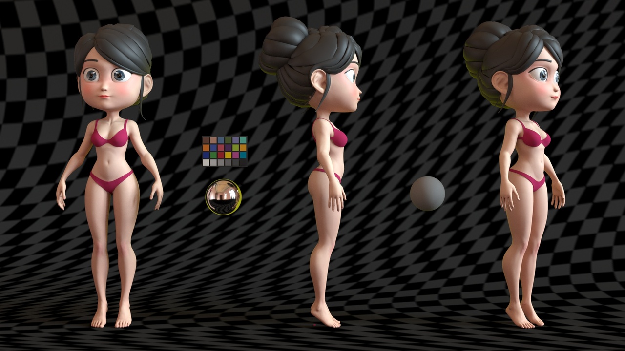 Media 1 for listing Body Girl Stylized Chibi Low-poly 3D