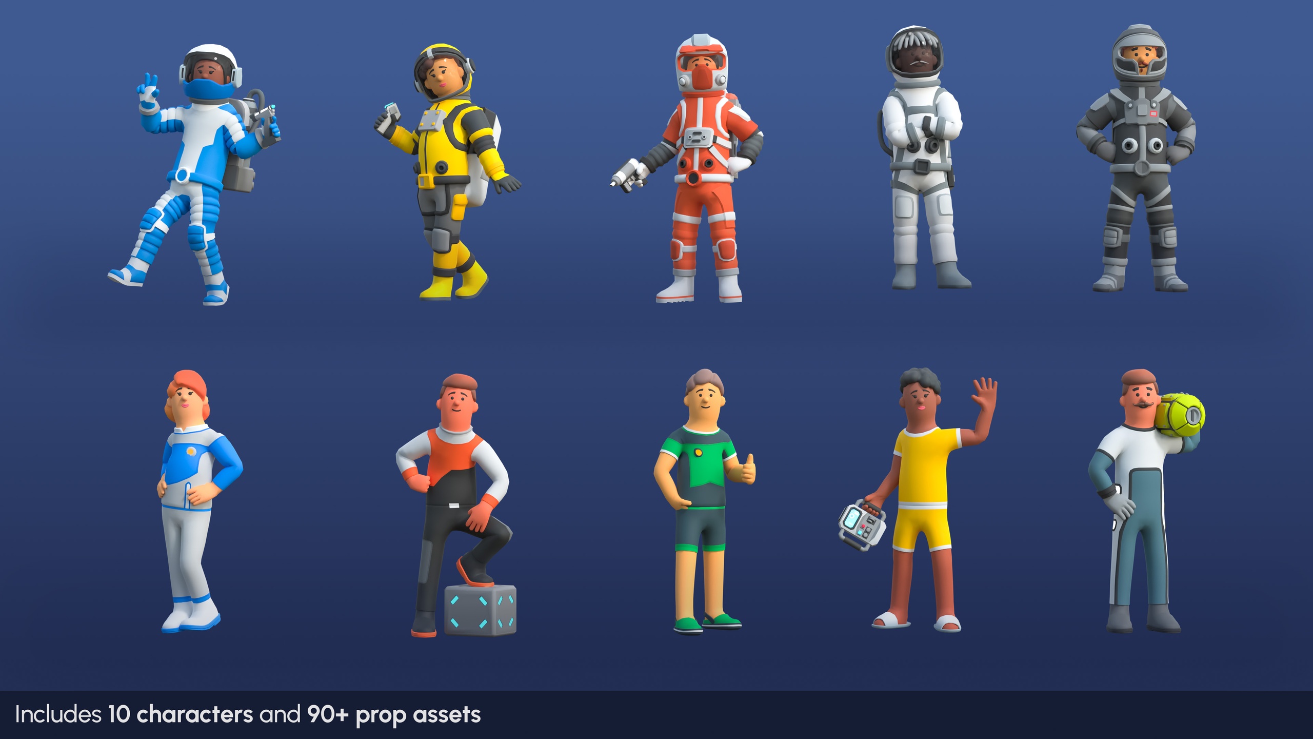 Media 1 for listing Astronauts Mini- Low Poly Animated Pack