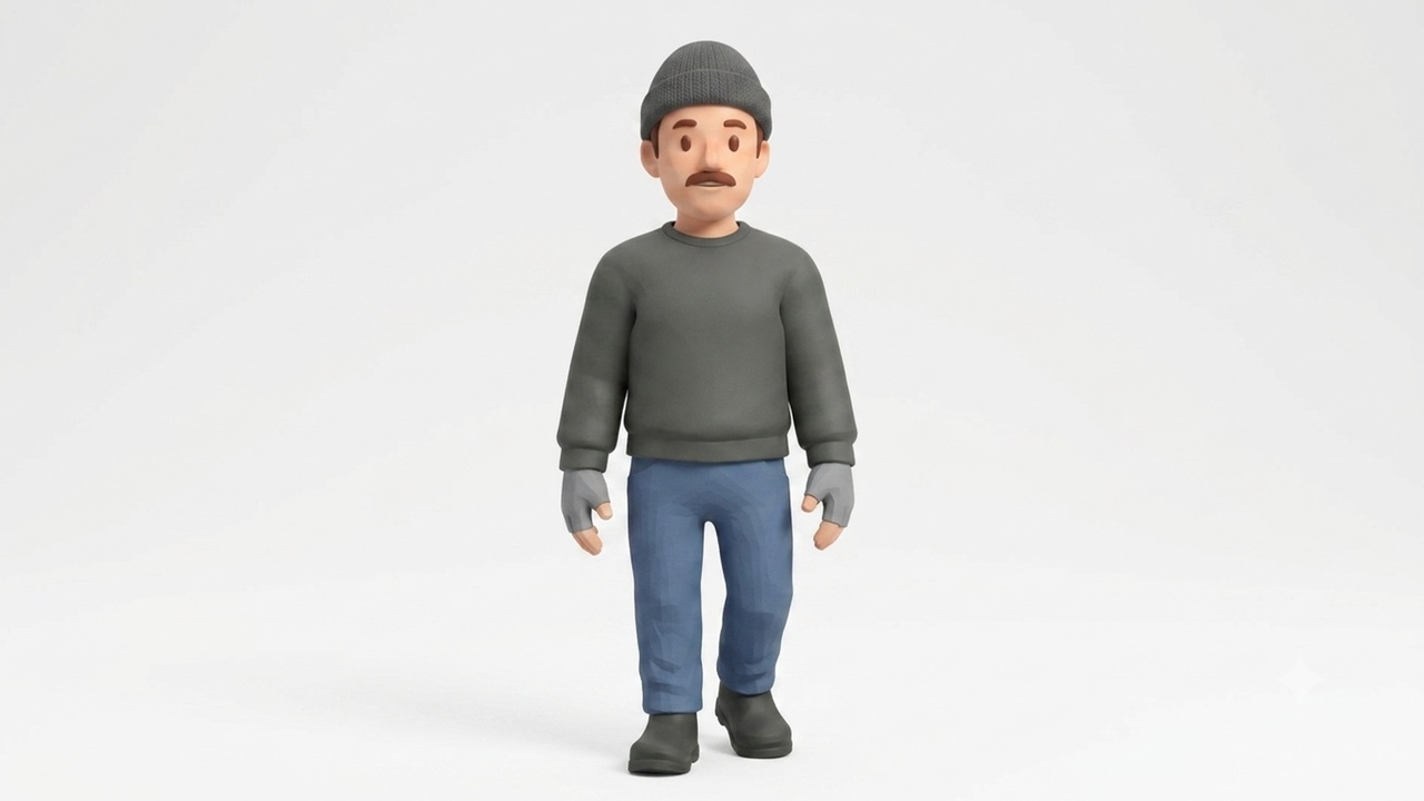 Media 1 for listing Stylized Cartoon Robber Man - Fully Rigged Male Character Game Asset