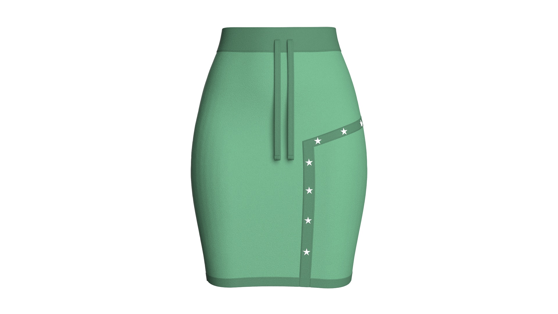 Media 1 for listing Girls High - Waisted Green Mini Skirt | High Poly