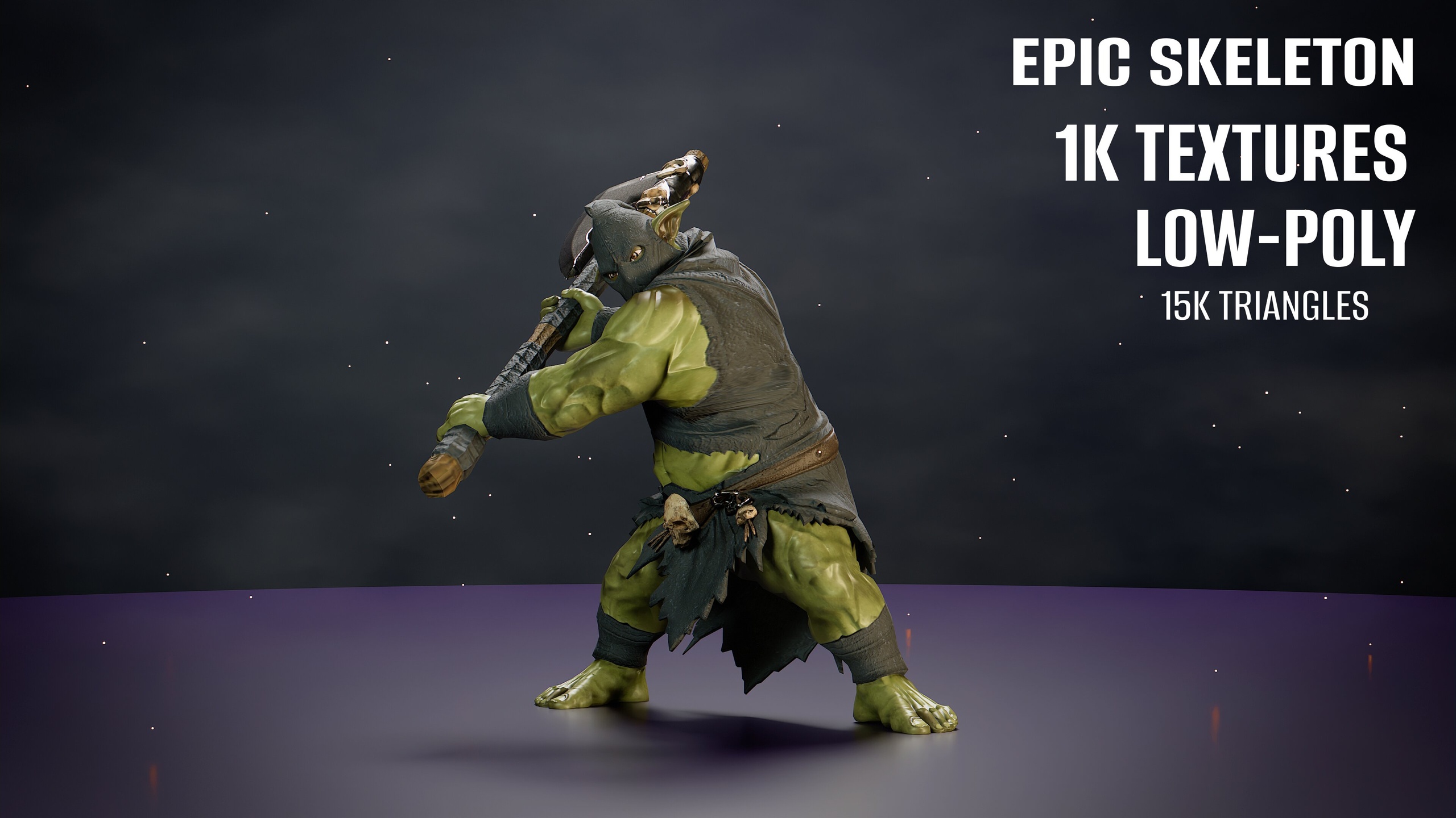 Media 1 for listing Goblin Executioner – Stylized Enemy NPC | Rigged | Epic Skeleton | Dark Fantasy